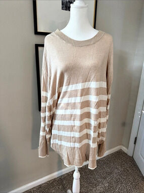 HM Dividend Striped Tunic in Beige & White Size 3XL NWT